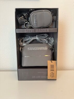 Steve Madden Gray Mini Crossbody Bag Set with Coin Pouch